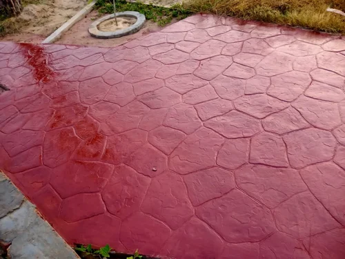 natural brick stamped concrete floor