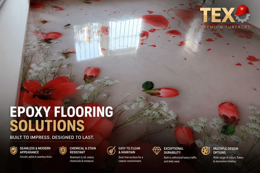 epoxy floor floral design